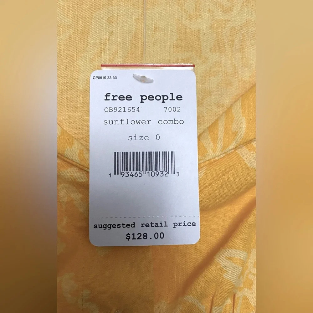 NWT Free People Womens A Thing Called Love Boho Linen Blend Mini Yellow Dress 0 - Picture 5 of 10